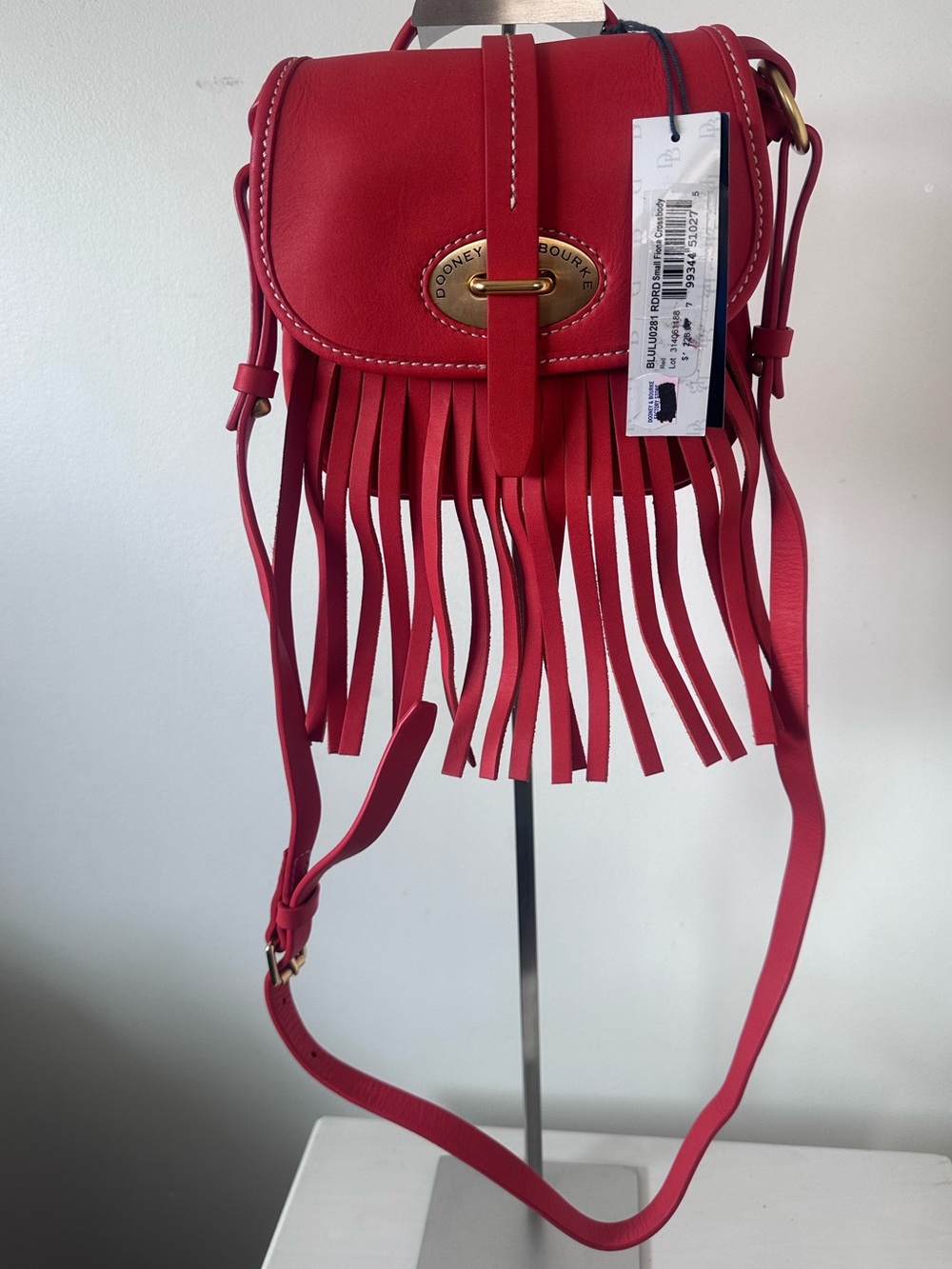 NWT. Dooney & Bourke Lulu Fiona Red Leather Crossbody with Fringe!